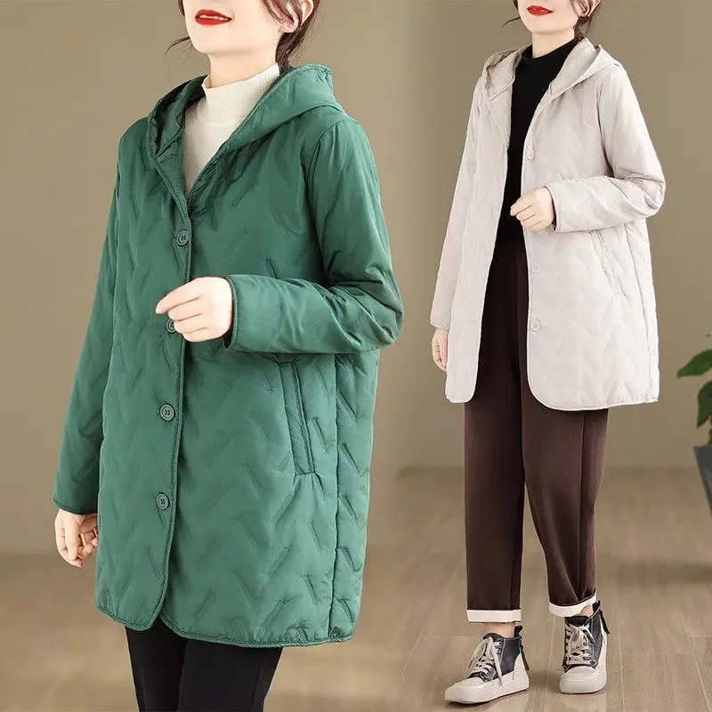 

Down Cotton Jacket For Women In Autumn And Winter 2024 New Casual Loose Thick Warm Hooded Quilted Coat Mujer Abrigos K2493