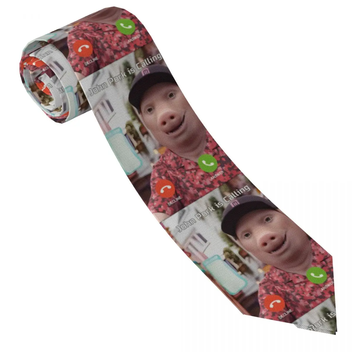 

Funny Trending John Pork Is Calling Design Tie Cosplay Party Neck Ties Unisex Adult Necktie Accessories High Quality Collar Tie