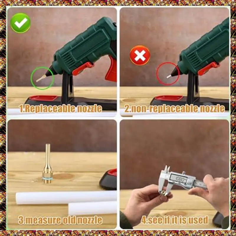 BTCL Copper Nozzles For Hot Glue Tools Sturdy Nozzle Tips Kit For Craft School Fine Tip Nozzle, DIY Art Home Repair As Shown
