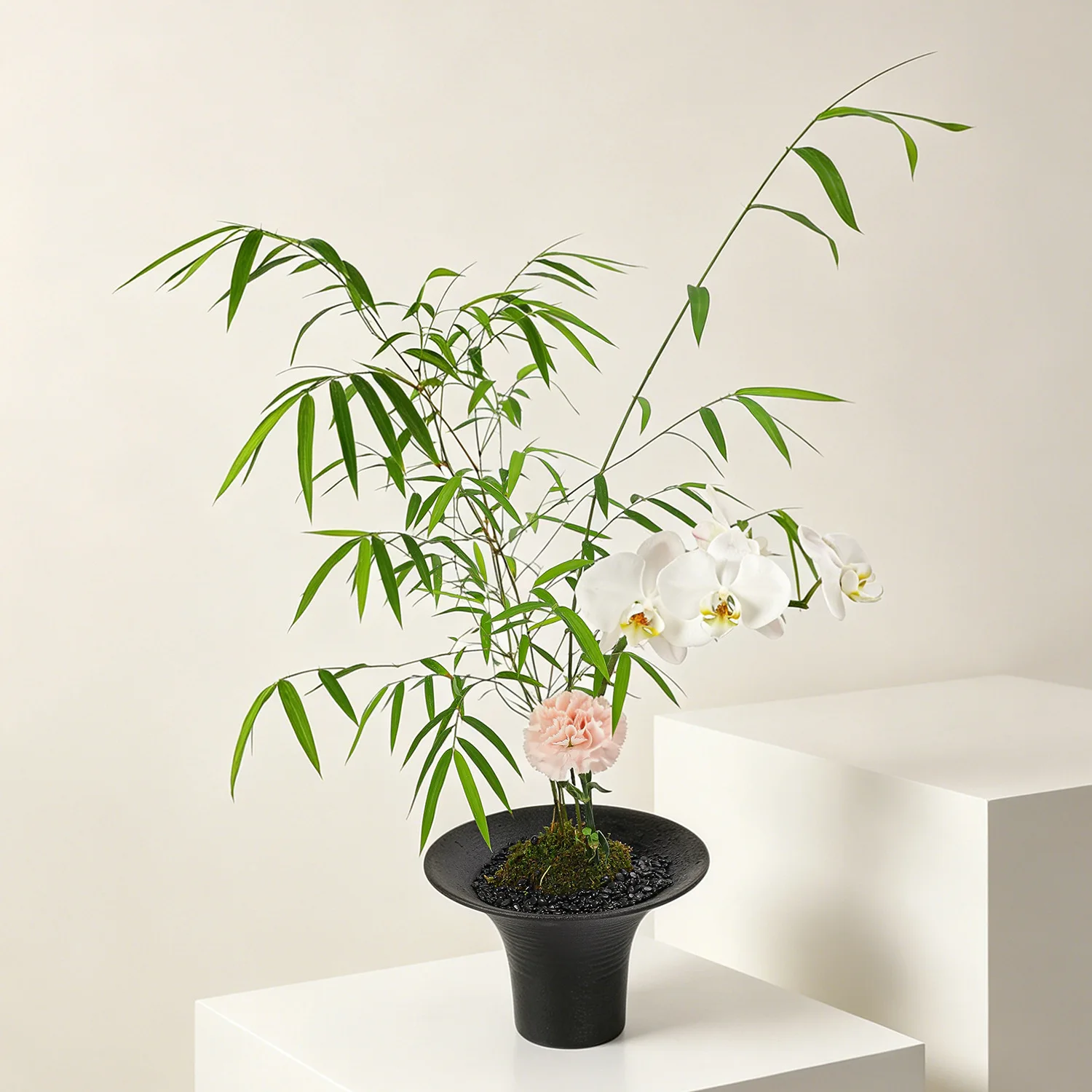 HYS New Chinese Aesthetic Flower Pot Ornament Living Room Decoration Flower Arrangement Simulation Flower Art Zen Ceramic