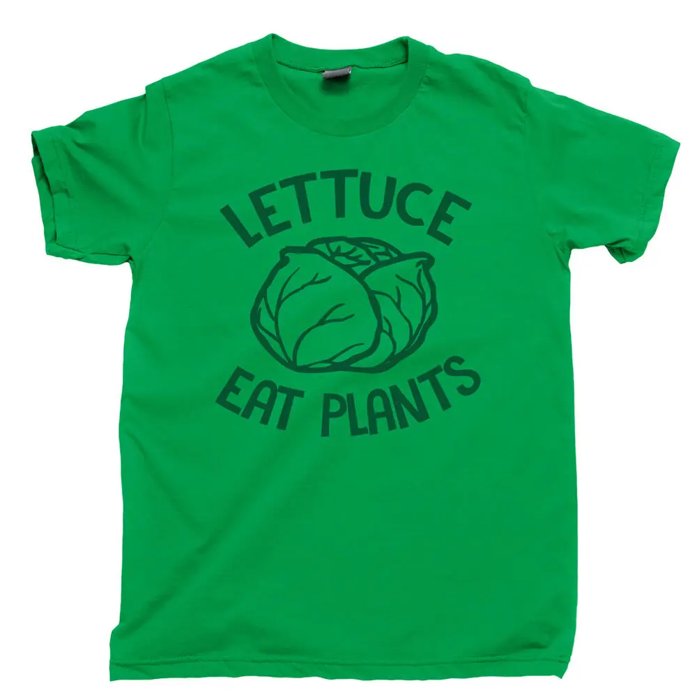 Lettuce Eat Plants T Shirt Vegetarian Kale Plant Garden Vegan Veggie Lover Tee  High Quality 100%Cotton Short Sleeve