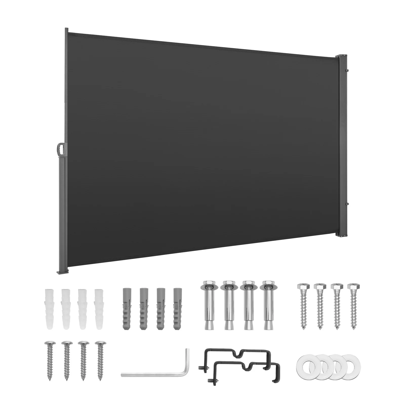 SucceBuy 71x118/71x236/73x165inch Retractable Side Awning with 180 g/m² Polyester Fabric Waterproof Sunshade for Garden Balcony