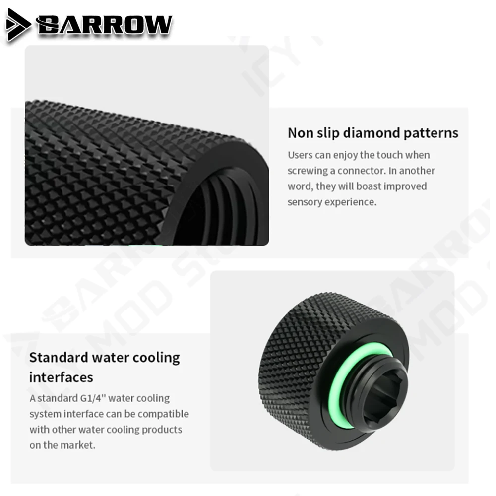 BARROW 7.5/10/15/20/30/40mm Male And Female Fittings For Water-Cooled Equipment Increase Or Extension Brass G1/4 Connection