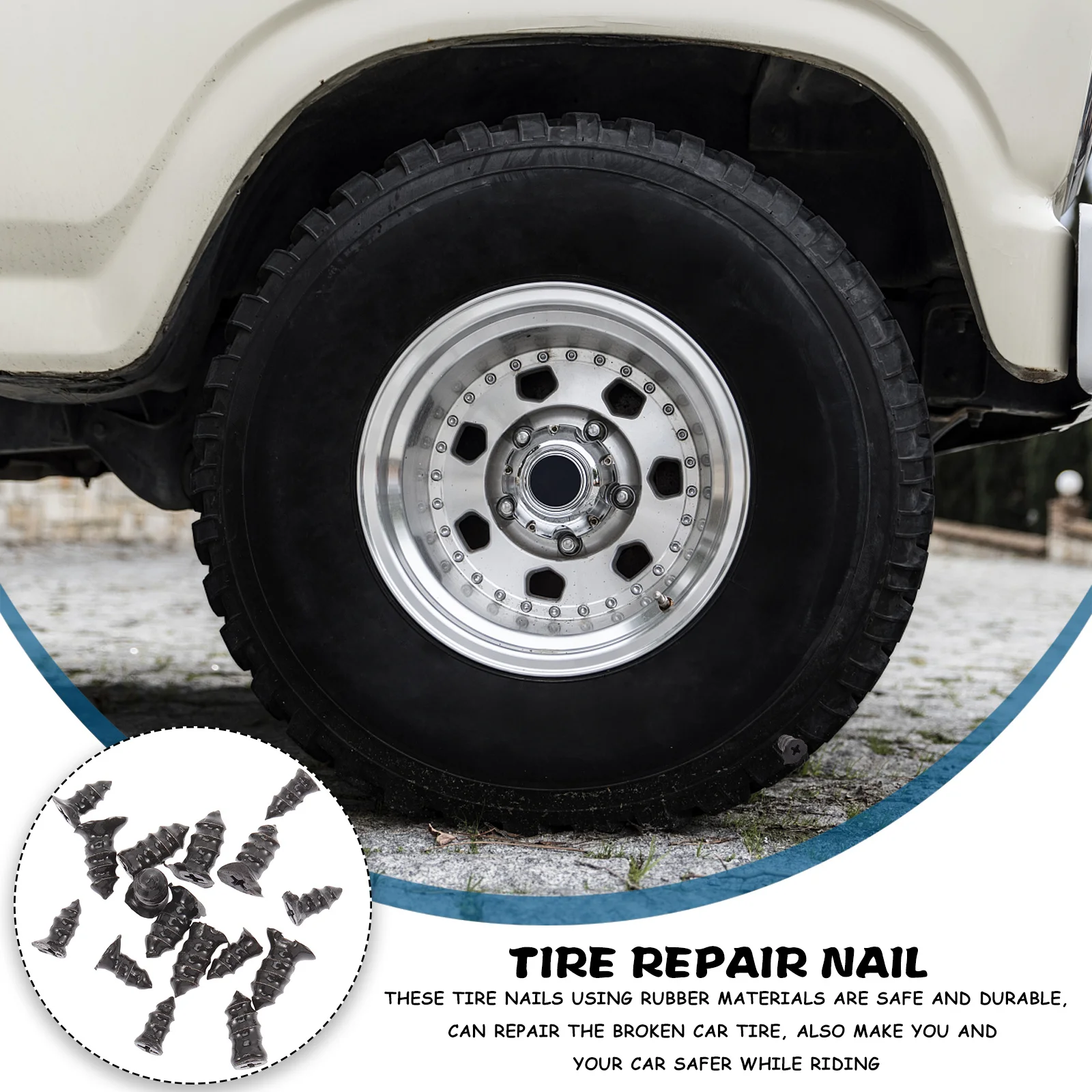 32Pcs Tire Repair Tools Rubber Nails Durable Car Tire Repair Nails Easy Install for Mountain Road Folding Wheels