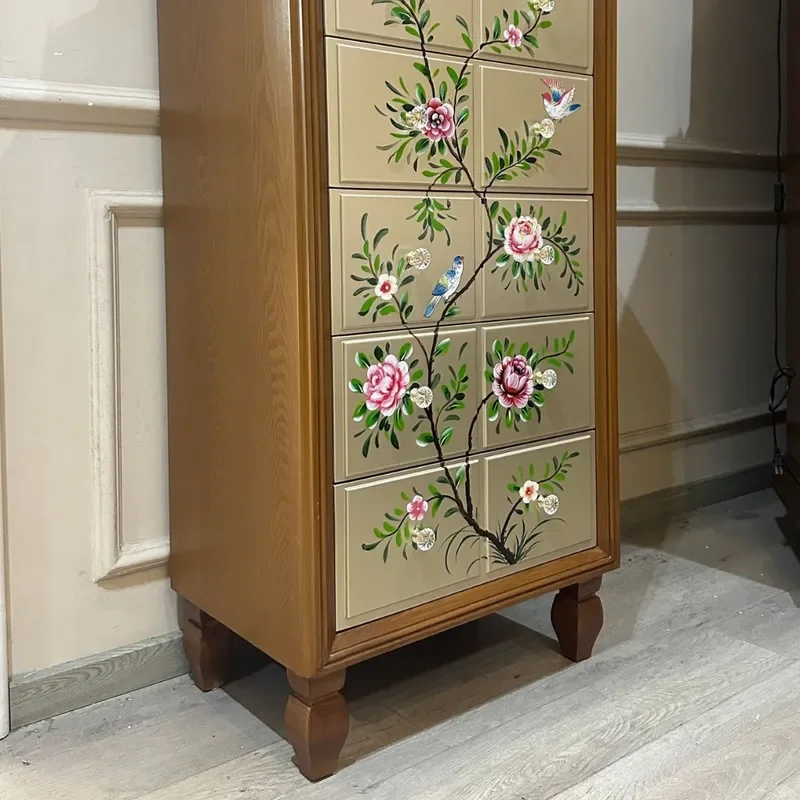 Painted Wooden Chest Cabinet Storage Locker Furniture for Home Organization Wholesale Factory Direct Export