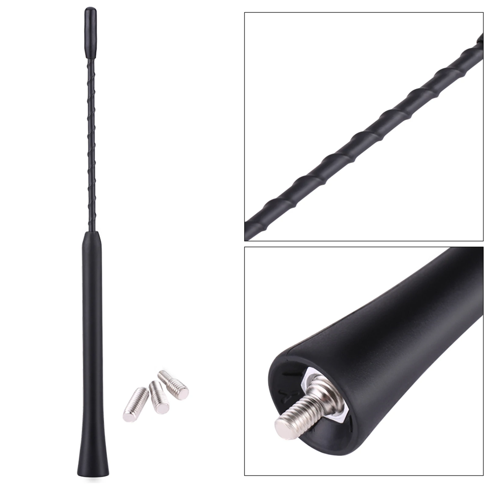 

Universal 9 Inches Car Radio Signal Antenna Amplification Replacement Anti Noise Beesting Aerial FM Radio Antenna with Screws