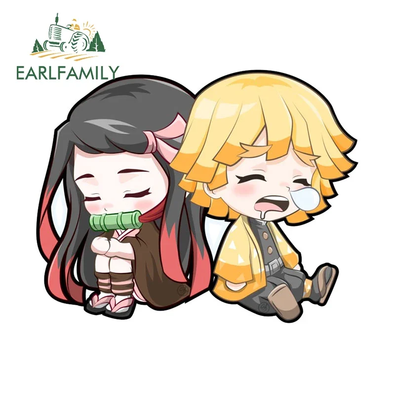 

EARLFAMILY 13cm x 10.3cm Nezuko Cute Sleeping Car Stickers Windows Anime Campervan Decal Motorcycle Funny Luggage Carstyling
