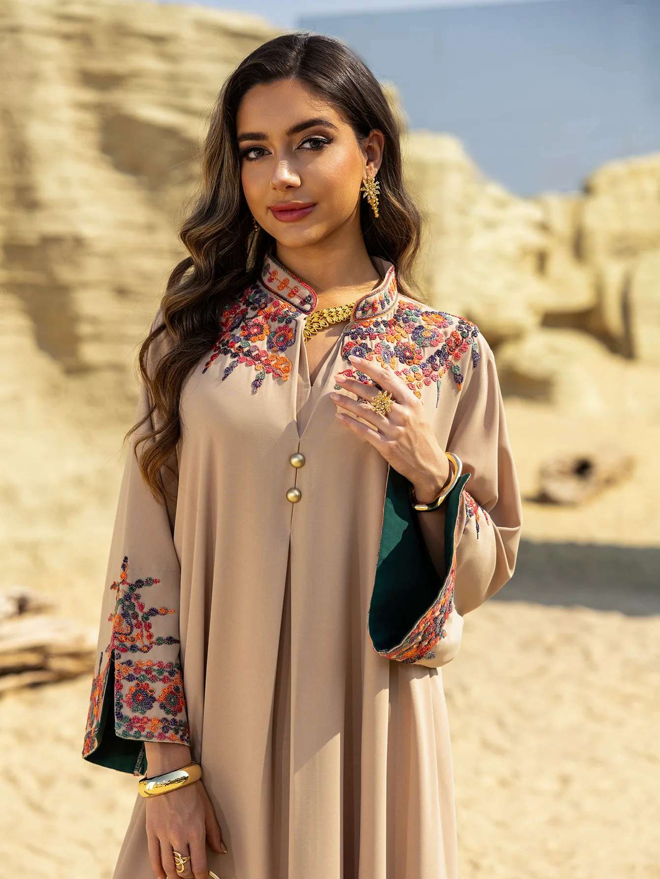 

Платье Ид с вышивкой для женщин, Абая, мусульманская вечеринка, кафтан, халат Джалабия, Марокко, Дубай, кафтан, вечерние платья, платье Largos Ramadan