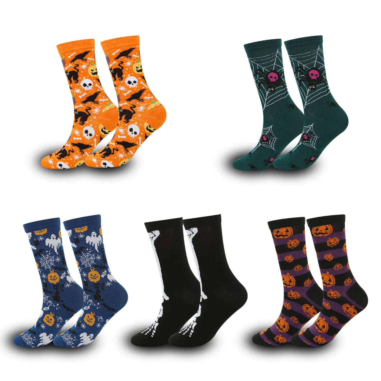 2024 Autumn/Winter New Funny Pumpkin Head Halloween Series Men's and Women's Mid Socks, Trendy Socks