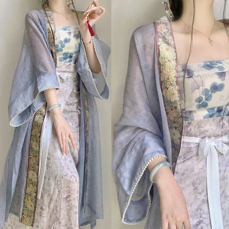 

Элегантная одежда Changgan Temple Han, набор ханьфу династии песни, Женский Улучшенный костюм, элегантные женские платья в китайском стиле