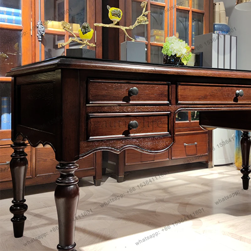 American all-solid wood light luxury household simple computer writing desk small apartment walnut
