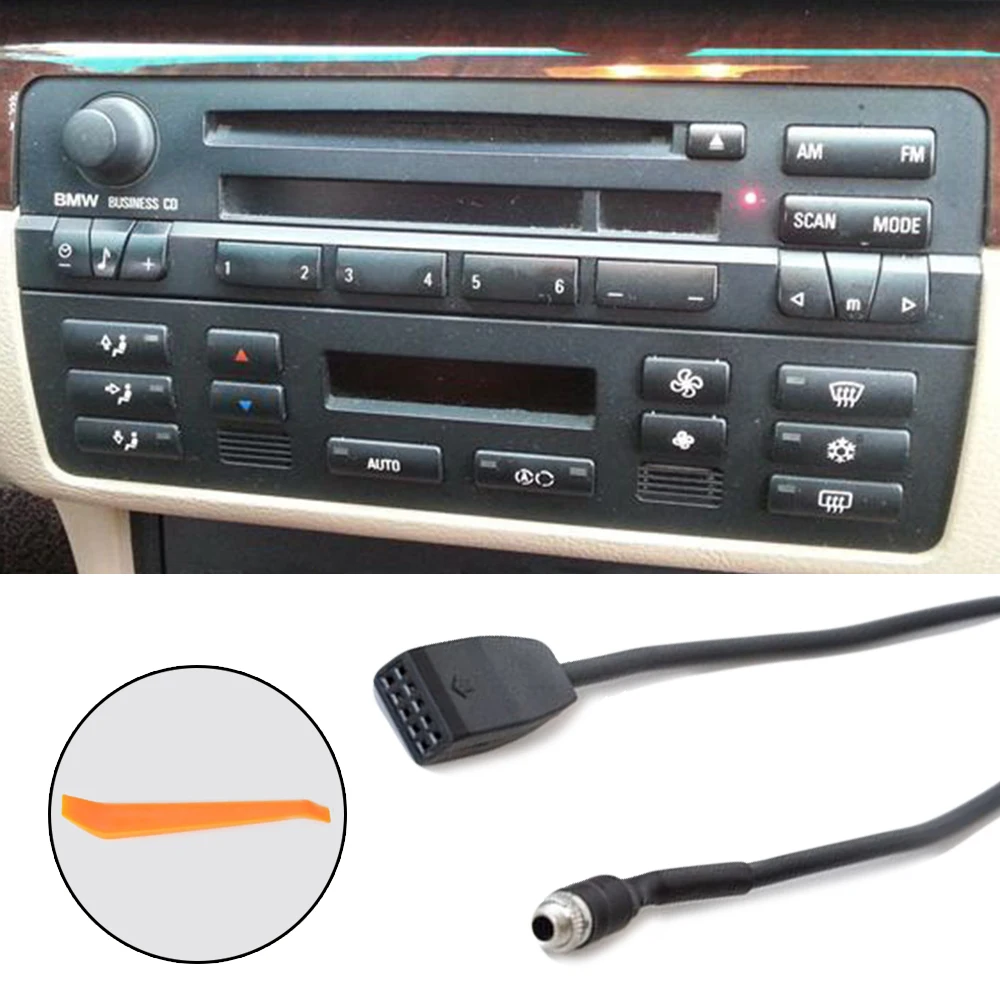 3.5mm Car AUX In Input Interface Adapter MP3/Radio Cable For BMW E39 E53 X 5 E46 320i 320ci 323i 325i