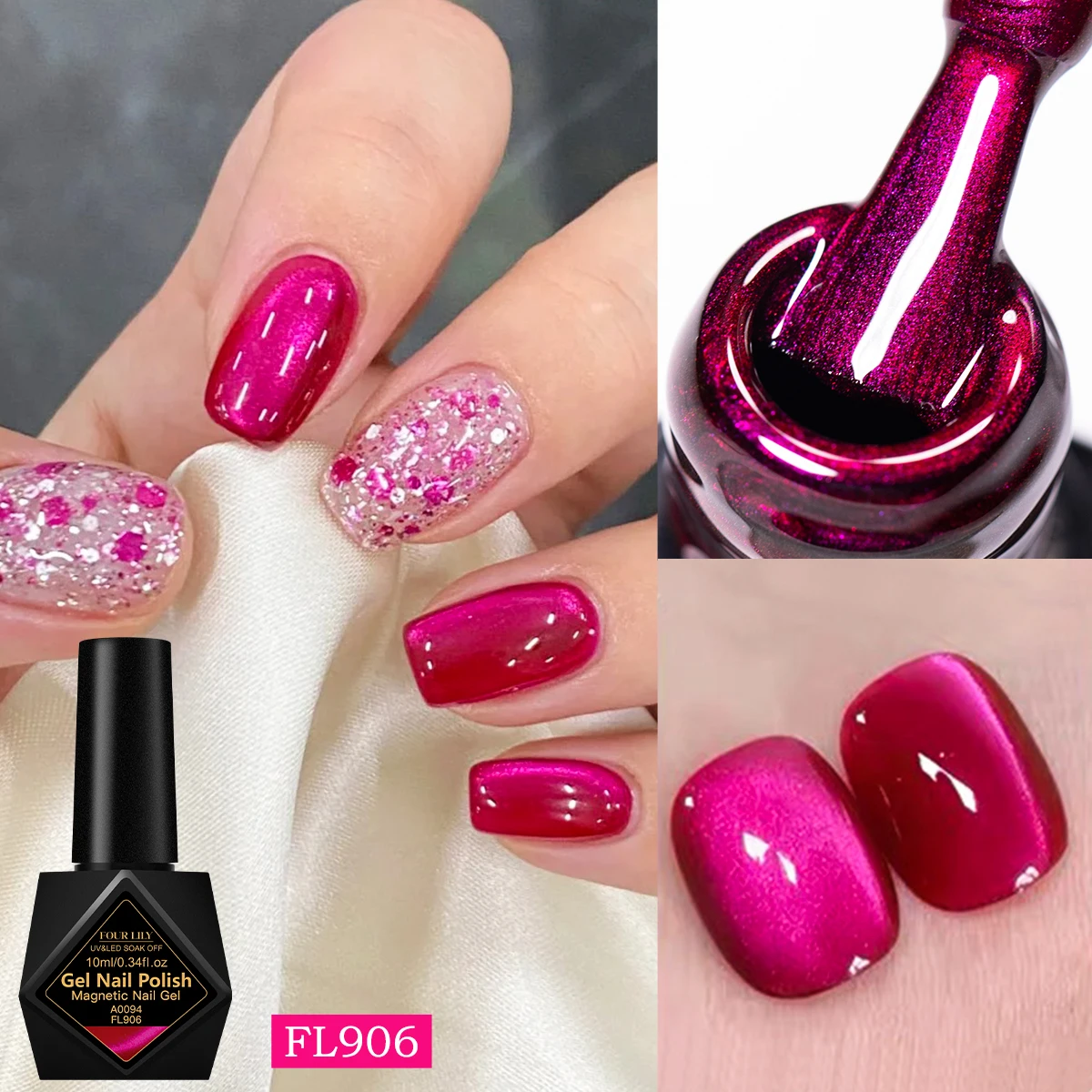 10ml Dragon Fruit Cat Magnetic Gel Nail Polish Ultra Shine Red Magnetic Semi Permanent Soak Off UV Gel Varnish Nail Supplies DIY