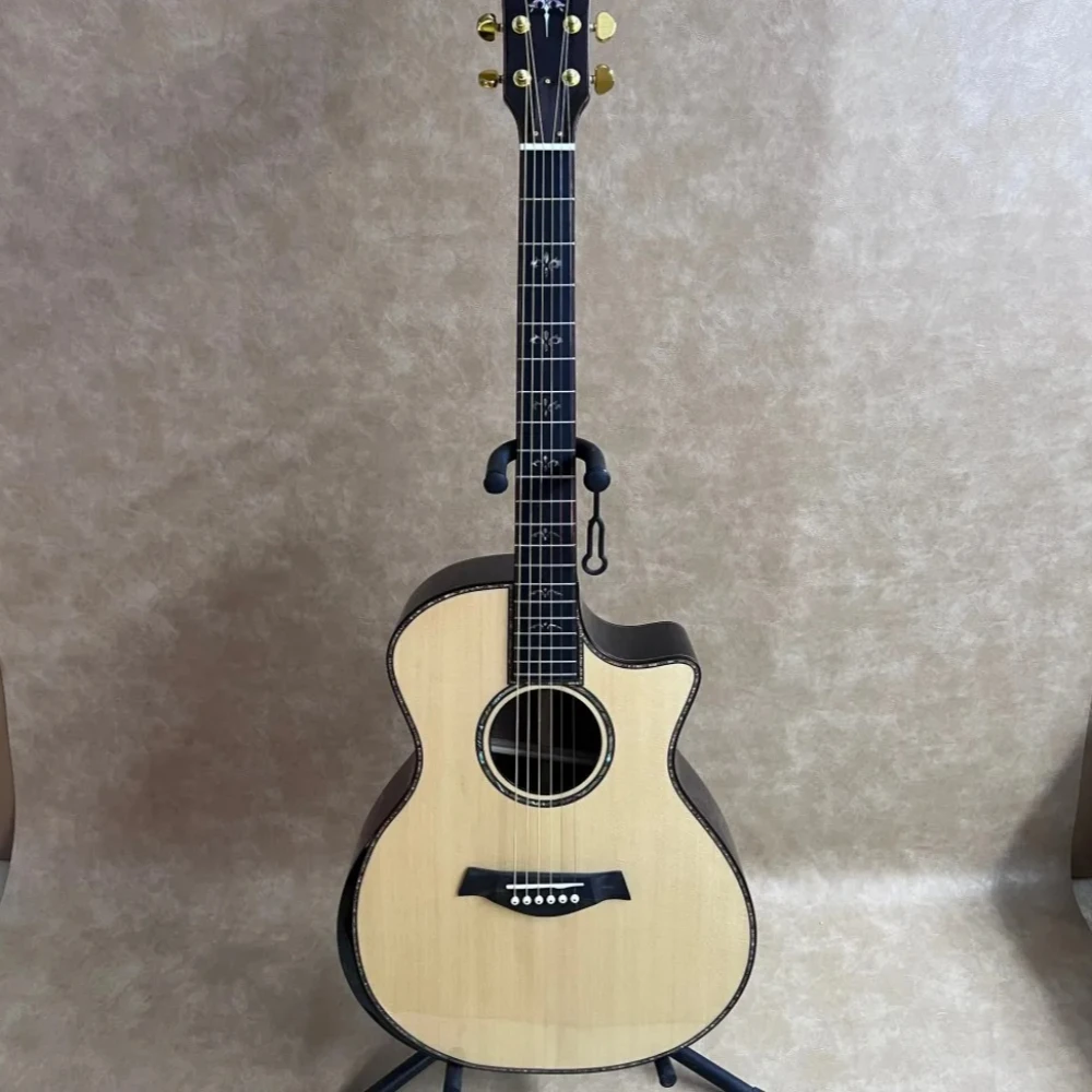 Guitare acoustique 914 en bois naturel, couleur bois naturel, dos et éclisses en palissandre, chevalet en os, chevilles d'accordage fermées, entrepôt allemand