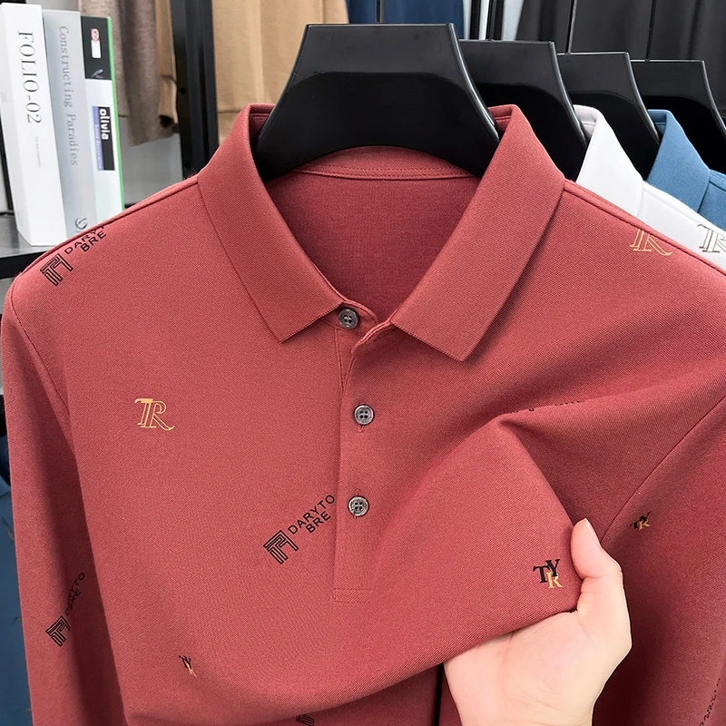 Autumn New Style Korean Men's Long-Sleeved T-Shirt with Collar