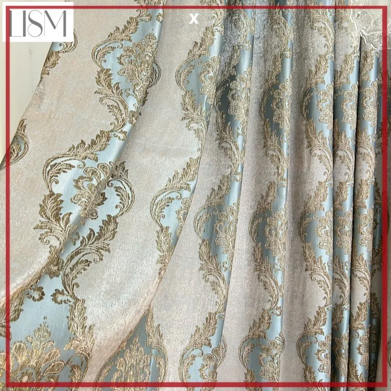

High-precision Gold Wire Jacquard Blue European-style Luxury Fashion High-level Shading Curtains For Living Room Bedroom Dining