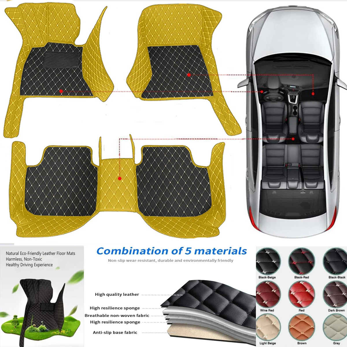 

3D PU-leather Waterproof Custom Car Floor Mats For Fiat Palio Weekend Auto Carpets Accessorie Floor Liners
