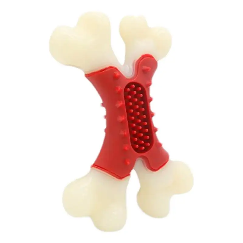 Pet Dog Chew Toys Pet Dog Bone Shaped Tough Chew Toy Soft Rubber Bite-resistance Bone Shape Teeth Grinding Chewing Toys