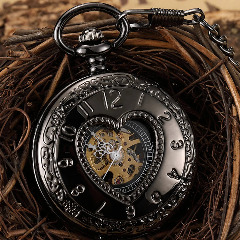 Elegant Pocket Watch Vintage Mechanical Clock Roman Number Time Display Clock Necklace Chain Watches MAN Girl Birthday Gifts