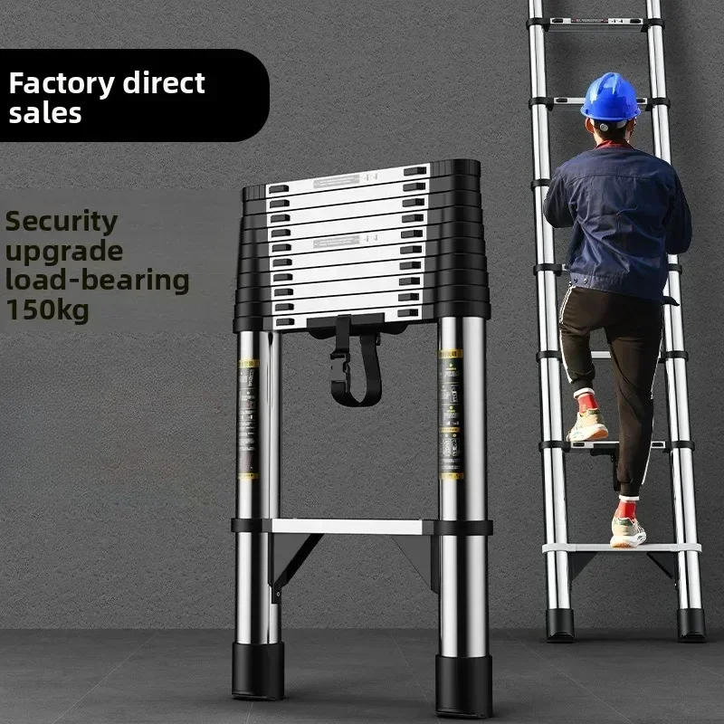 Multi-functional Telescopic ladder Stainless steel straight ladder Stairs  shrinking  step ladder and durablesturdy and durable