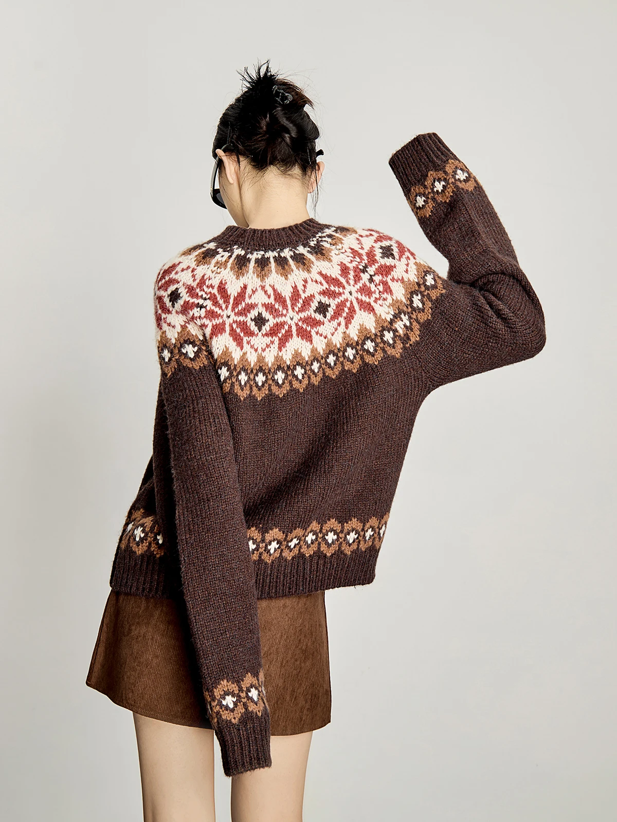 

Вязаный свитер Guuli Camere с круглым вырезом, осенне-зимняя новинка, в стиле Lazy Color, с узором Fair Isle, модный женский топ