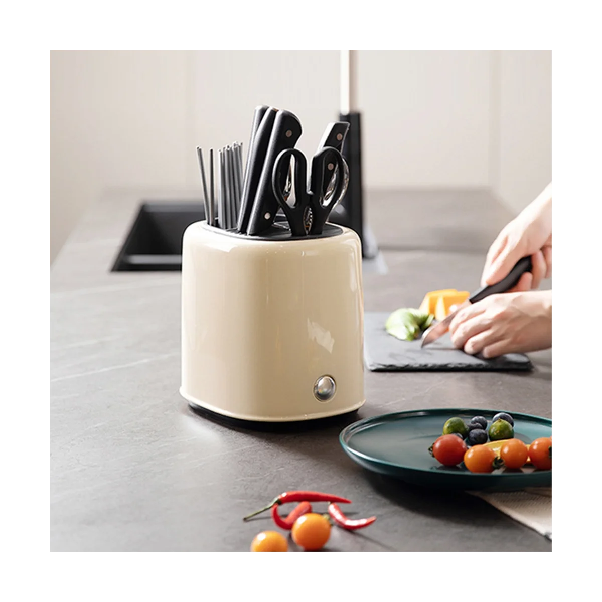 

Utensil Holder Knife Block ABS Drainer Storage Box Spoon Fork Chopsticks Kitchen Organizer Green