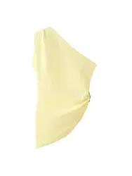 Women's Asymmetric Draped Ruffled Blouses, Sleeveless, One Shoulder, Female Shirts, Sexy Tops, Fashion