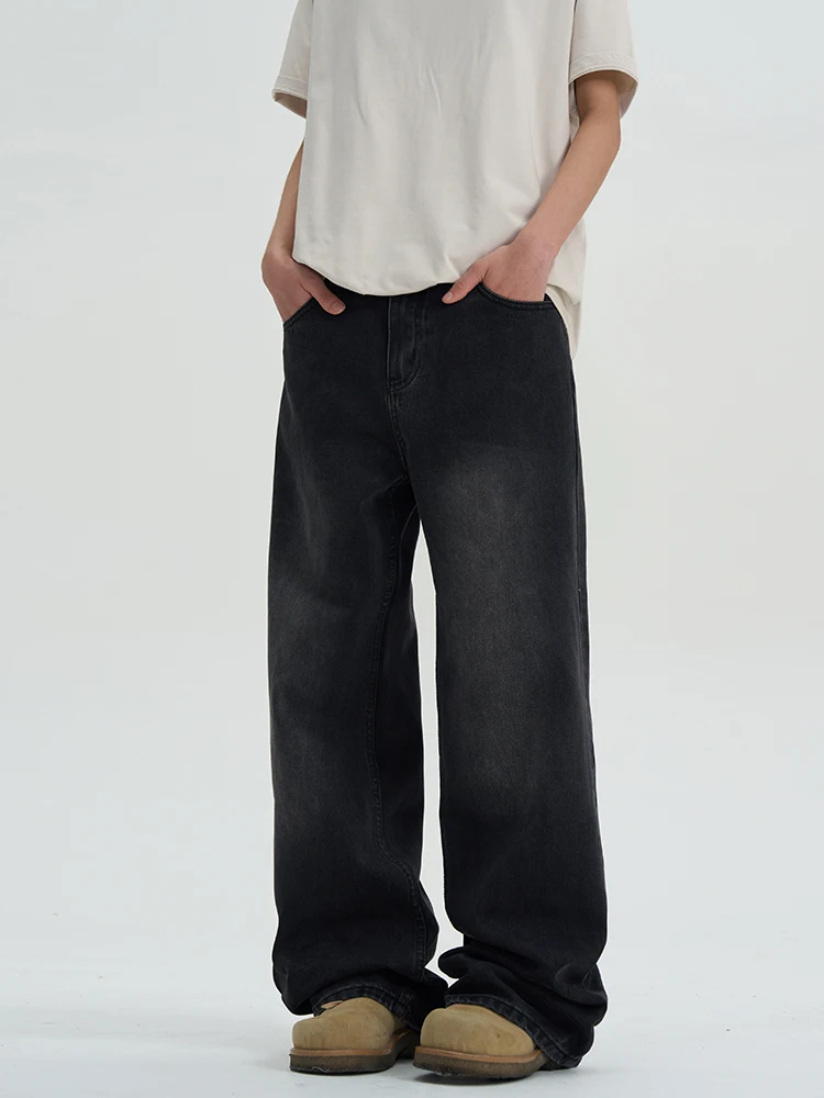 

a PUEE American High Street Cleanfit Vintage Bla Jeans Men's Trendy Straight Leg Slimming Casual Vibe Pants Youth Sle