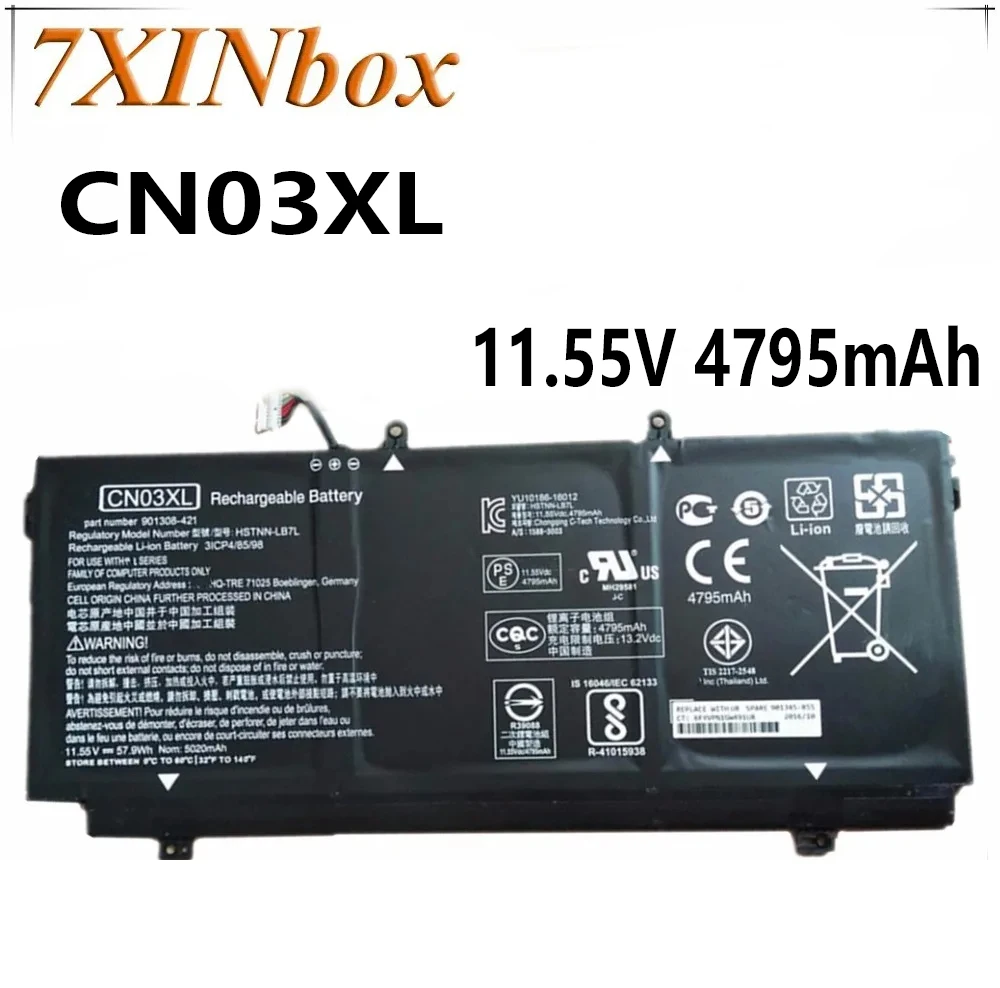 

7XINbox 11.55V 4795mAh Original CN03XL Laptop Battery For HP 13-AB001 13-AB099 13T-AB000 HSTNN-LB7L 901308-421 CN03XL