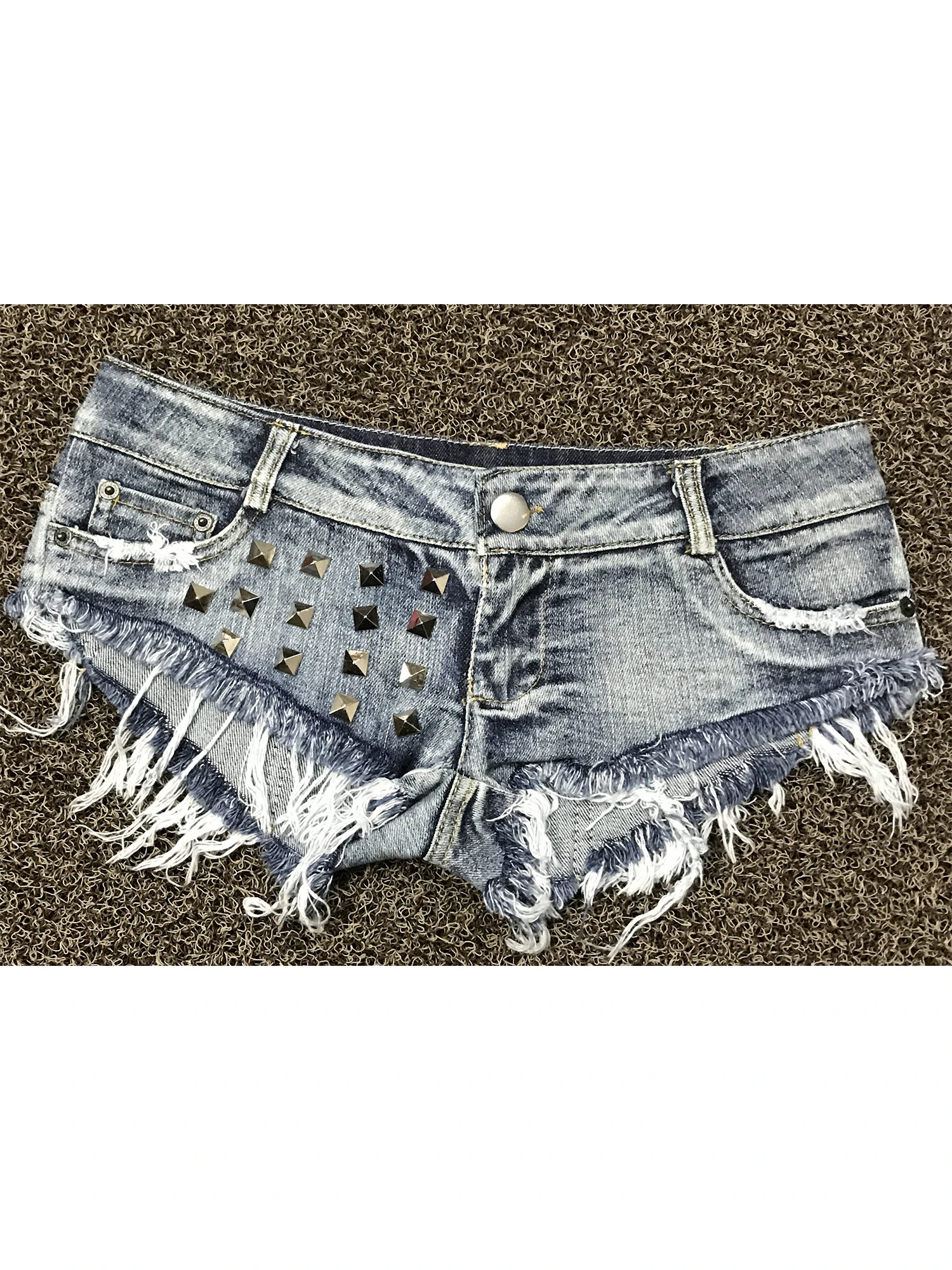 Women Light Blue Washed Shorts Sexy Y2K Gyaru Micro Cowboy Low Rise Hot Pants Nightclub Pole Dance Denim Shorts for Women Summer