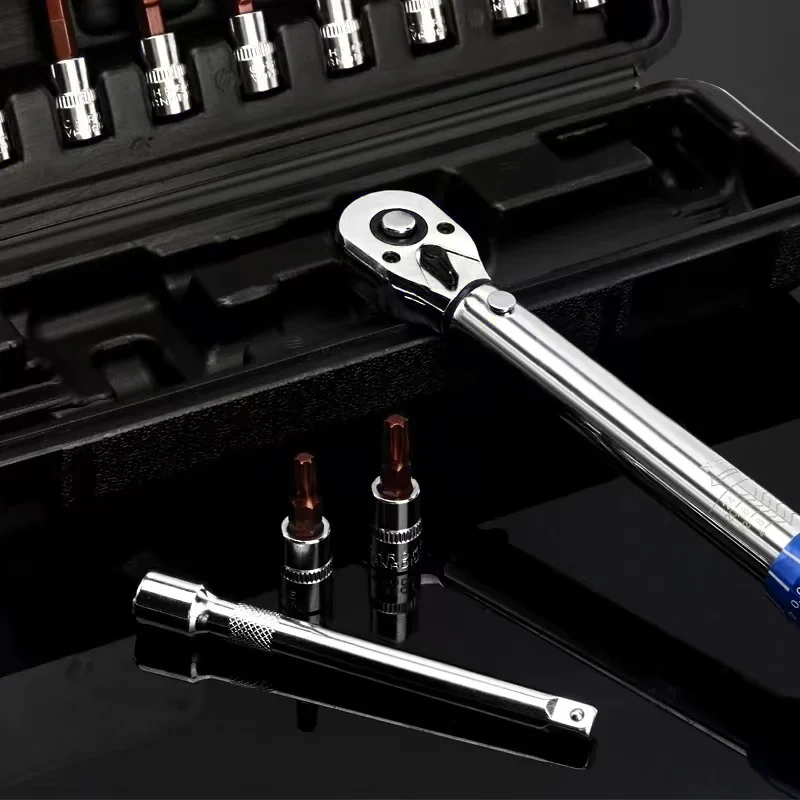 Bicycle Quick-release Torque Wrench Set 1/4" 2-24Nm Dual Direction Allen Key Tool Socket Preset Type Spanner Pro Repair Tool Kit
