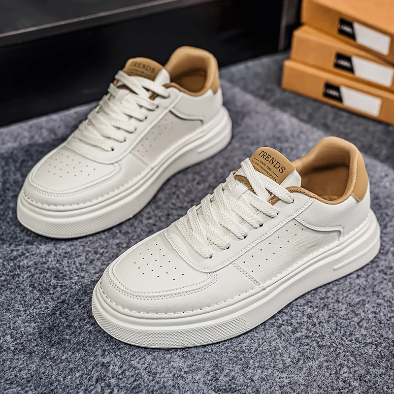 ​ حذاء بدون كعب للرجال الأكثر مبيعًا لعام 2025 - حذاء رياضي أبيض كلاسيكي، مسامي وممتص للصدمات، متين وغير قابل للانزلاق، مريح خفيف الوزن