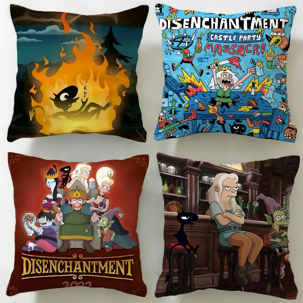 Animierter Serien-Kissenbezug „Disenchantment“ – Weich und leicht zu waschen – Vielseitig einsetzbar für Couch, Bett, Reisen und Büro