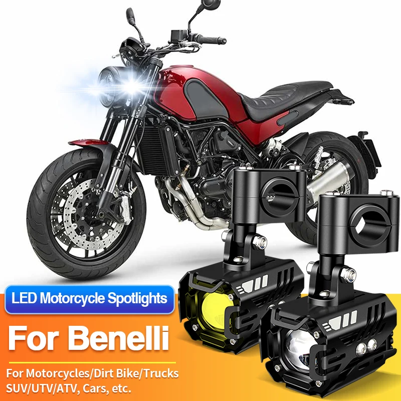 

1/2PCS LED Universal Motorcycles Headlight Dual Color Fog Light UTV ATV for Benelli 302S/502C/752S/Leoncino 500/Leoncino Trail