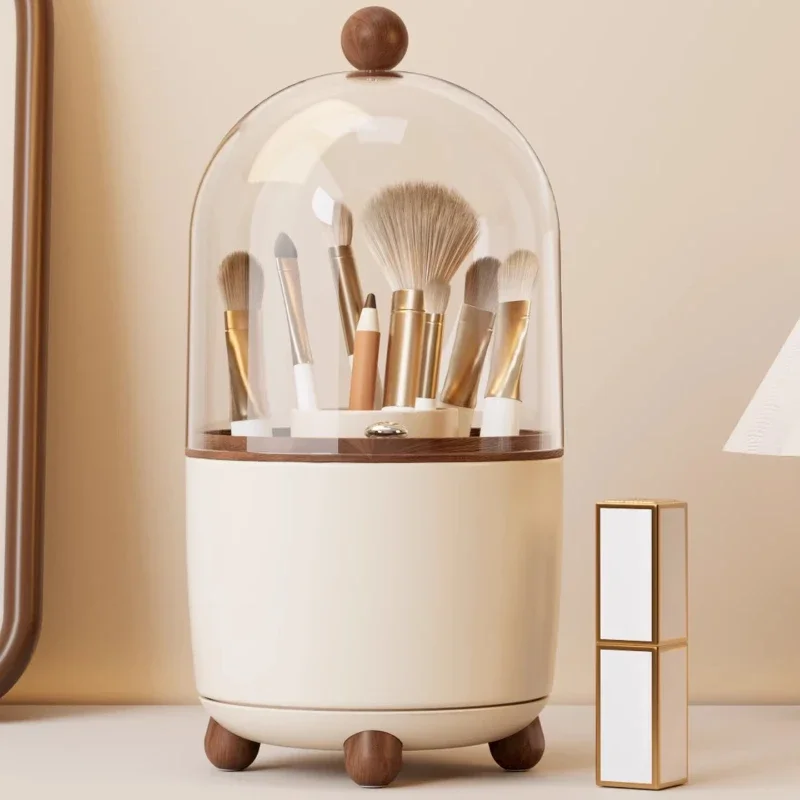 360-degree rotating dust-proof dressing table cosmetic organiser Lipstick and eyeshadow storage box Desktop pencil holder