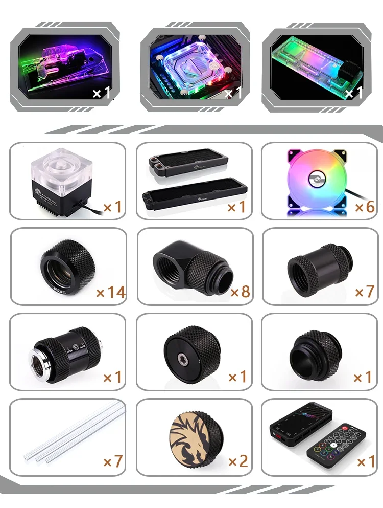 Bykski Acrylic Distribution Plate Water Channel Solution for AORUS C700 GLASS Case /Kit for CPU and GPU Block /Instead Reservoir