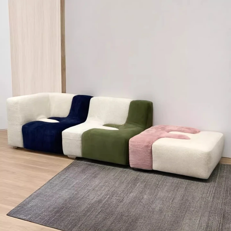 Italian minimalist modern minimalist color matching fabric sofa living room furniture L-shaped corner rental house