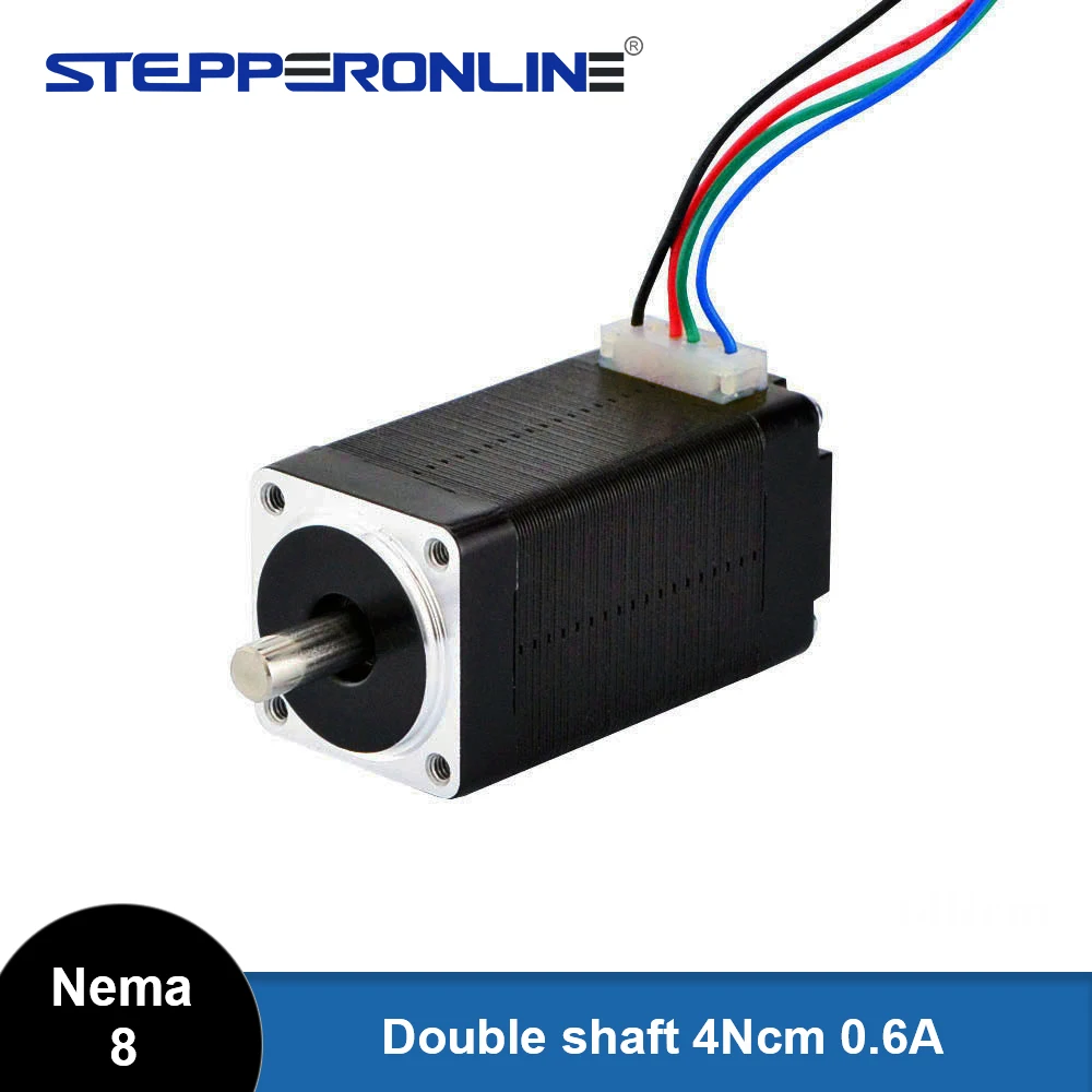 

STEPPERONLINE Nema 8 Mini Stepper Motor 4Ncm 0.6A 38mm Dual Shaft 4 Lead Motor for DIY CNC 3D Printer