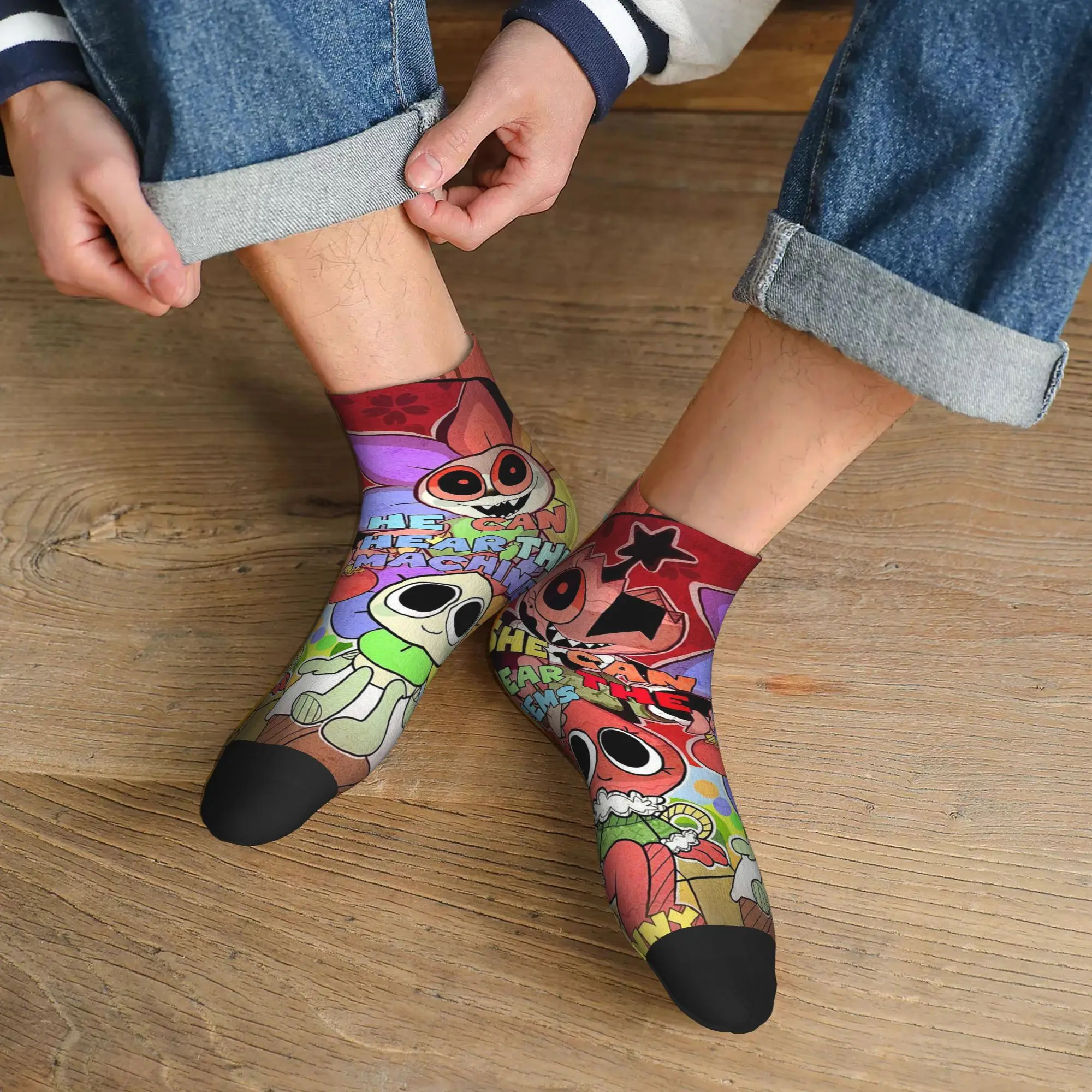 

All Seasons Bobette and Dandy Cartoon Dandy's World Socks Harajuku Sweat Absorbing Crew Socks Funny Stockings for Men Women