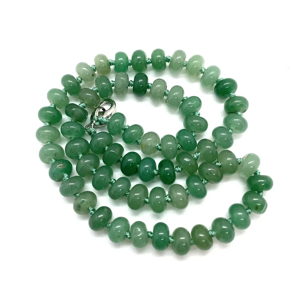 Classic Natural Stone Glass Crystal Necklace Flat Beads Ladies DIY Necklace Pendant Jewelry Tiger Eye Opal Gift Charm 5x8mm