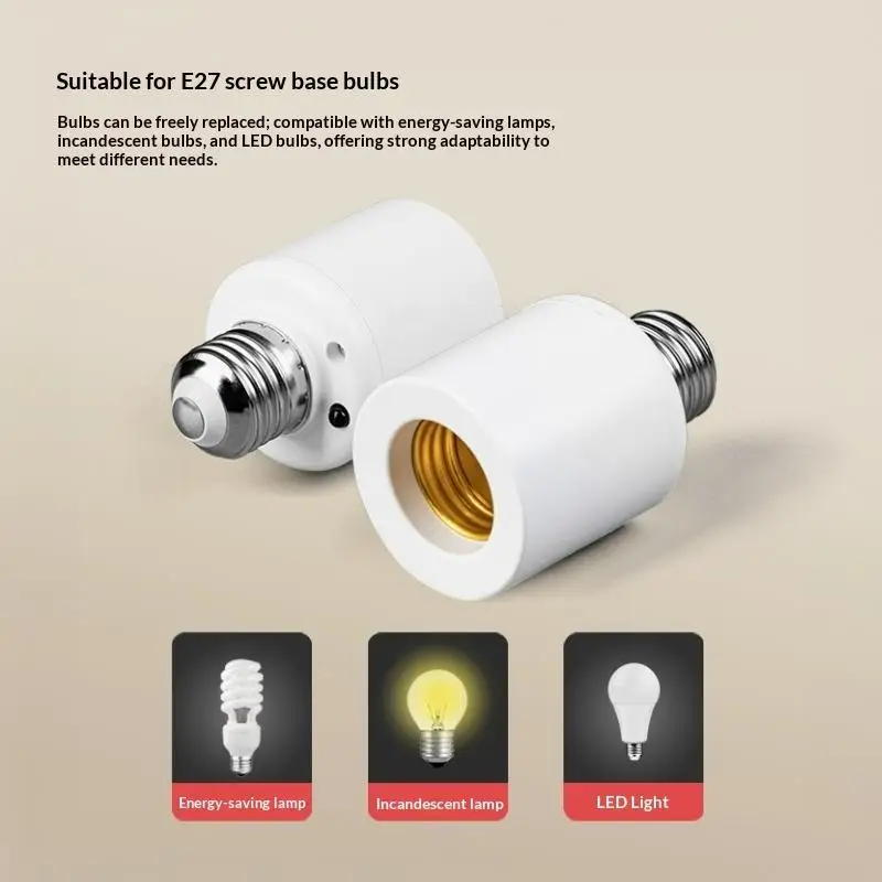 E27 Smart Timer Control Lamp Holder 220V Wireless Remote Light Socket for Bedroom Hallway Home Daily Use