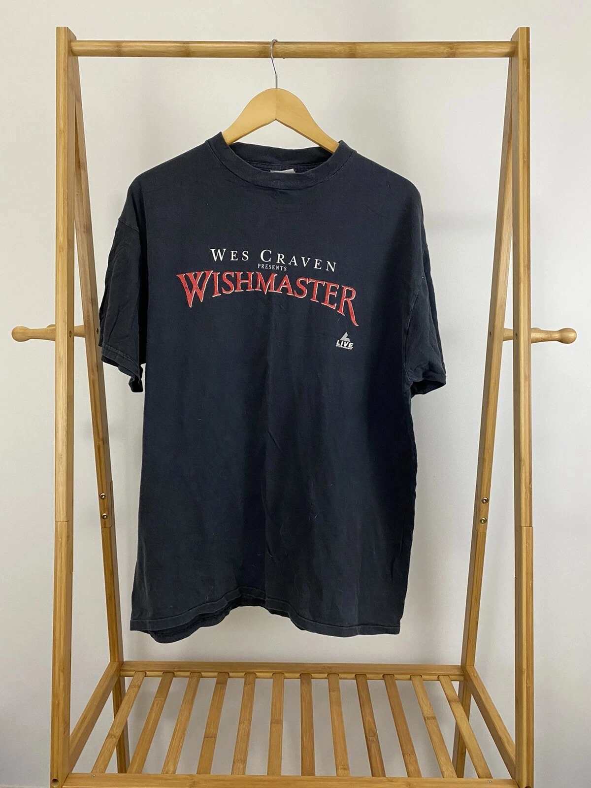 

RARE VTG Wes Craven Wishmaster Horror Movie Promo Faded T-Shirt Men Women Summer Crew Neck Cotton Tee