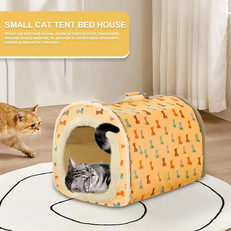 Cat Bed Cave Pet Bed House Ultra Soft Large Capacity Non Slip Soft Semi-Closed Cozy Pet Tent Bed With Removable Cushion Pillow