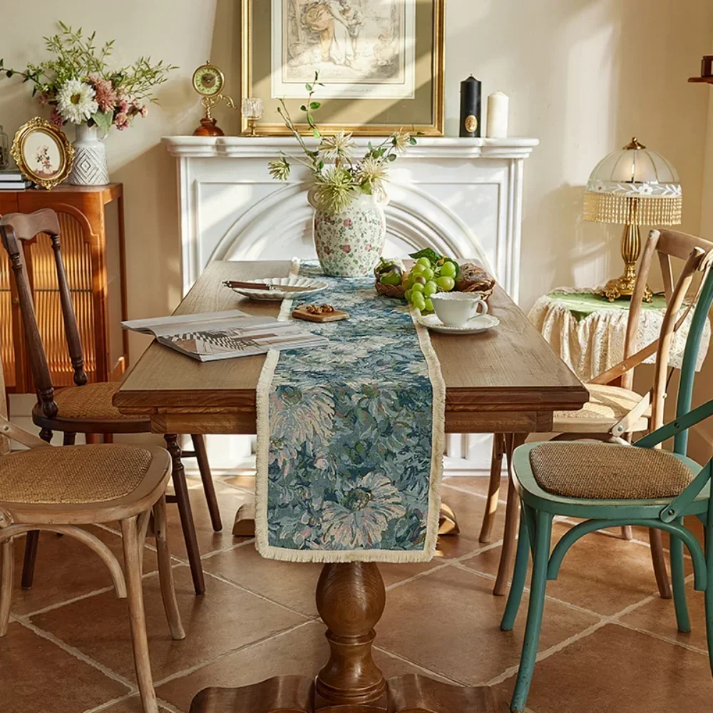Скатерть в стиле ретро с бахромой и полосками по краям, скатерть для журнального столика, полотенца для телевизора, чехлы для шкафа в помещении и на улице
