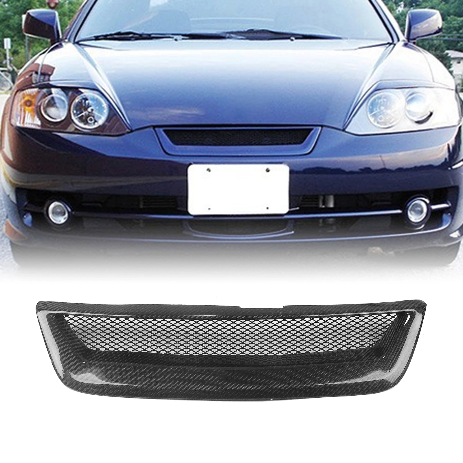 

Front Grille Racing Grill For Hyundai Tiburon 2003-2004 Real Carbon Fiber/Fiberglass Honeycomb Style Upper Bumper Hood Mesh Grid