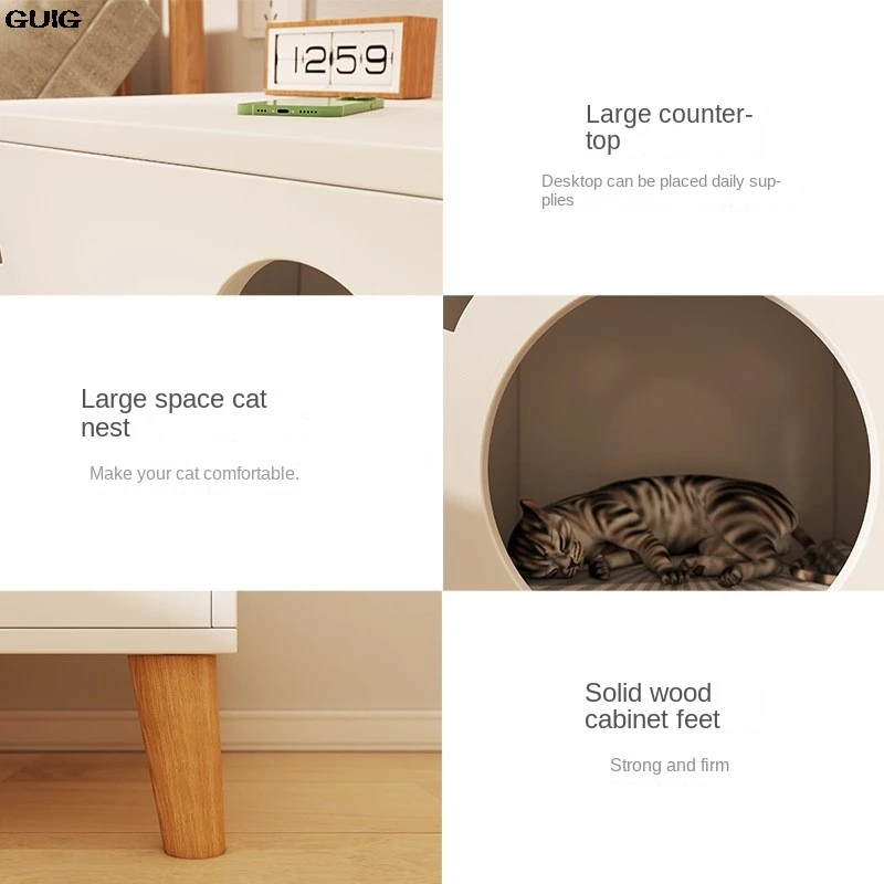 GUIG Solid Wood Cat Bed Table Simple Small Bedside Cabinet Multi-functional Cat Storage Cabinet Mesita De Noche