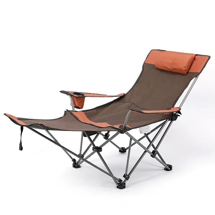 Outdoor Folding Camp Chair Backrest with Footrest Portable Bed Nap Chair for Camping Fishing Foldable Beach Lounge Chair