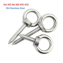 304 Stainless Steel Lifting Ring Screws Lifting Eye Goat's Eye Round Ring Self-Tapping Hook M4 M5 M6 M8 M10 M12