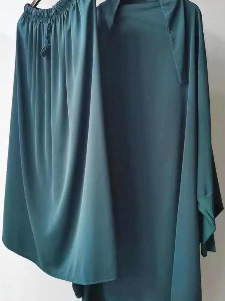 

Eid Abayas Women 2 Piece Set Muslim Prayer Garment Khimar Hijab Dress Islam Clothes Djellaba Jalabiya Kebaya Arabic Robe Kaftan