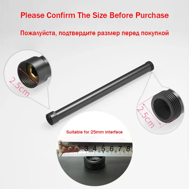 Shower Extender Gray Black Shower Extension Rod Shower Bracket 30\\40\\50 cm Shower Extension Rod Riser Tube Bathroom Accessories